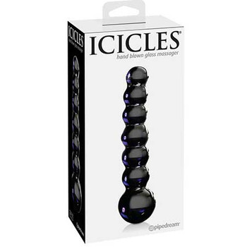 Pipedream Icicles No. 51 Beaded 6.25 in. Glass Dildo Black Pipedream Icicles No. 51 Beaded 6.25 in. Glass Dildo Black