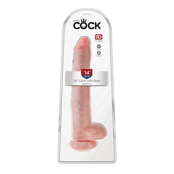 Pipedream King Cock 14 in. Cock With Balls Realistic Suction Cup Dildo Beige