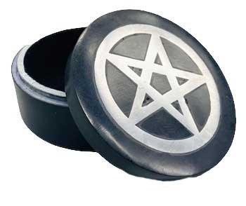 4" Pentagram Inlay Soapstone Black Box 4" Pentagram Inlay Soapstone Black Box