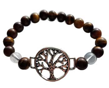 8mm Tiger Eye/ Quartz With Tree Of Life 8mm Tiger Eye/ Quartz With Tree Of Life