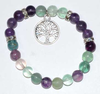 8mm Fluorite & Amethyst/ Tree Of Life 8mm Fluorite & Amethyst/ Tree Of Life