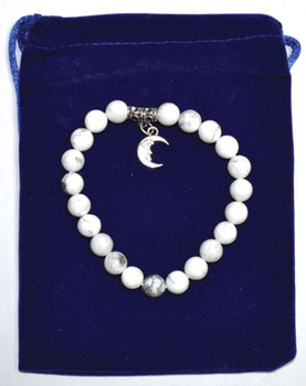 8mm Howlite & Cresent Moon Bracelet 8mm Howlite & Cresent Moon Bracelet