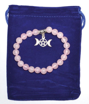 8mm Rose Quartz & Triple Moon Bracelet 8mm Rose Quartz & Triple Moon Bracelet
