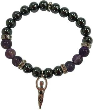 8mm Hematite (man-made)/ Amethyst With Goddess 8mm Hematite (man-made)/ Amethyst With Goddess
