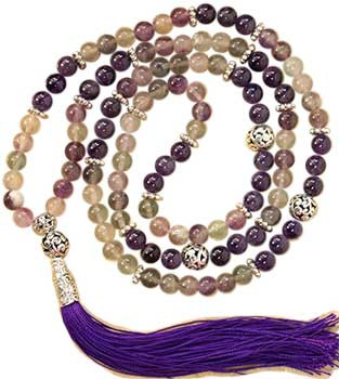 Fluorite & Amethyst Ball Elastic Mala Fluorite & Amethyst Ball Elastic Mala
