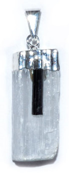 Selenite W/ Tourmaline Pendant Selenite W/ Tourmaline Pendant