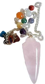 Rose Quartz 7 Chakra Pendulum Rose Quartz 7 Chakra Pendulum