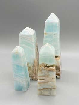 1 Kg 3-5" (4-4/pk) Caribbean Calcite Obelisk 1 Kg 3-5" (4-4/pk) Caribbean Calcite Obelisk