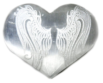 3" Selenite Heart , Angel Wings 3" Selenite Heart , Angel Wings