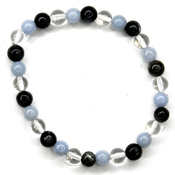 6mm Blk Labradorite, Angelite, Quartz Bracelet 6mm Blk Labradorite, Angelite, Quartz Bracelet