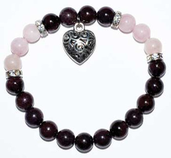 8mm Garnet/ Rose Quartz With Heart 8mm Garnet/ Rose Quartz With Heart