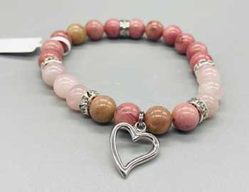 8mm Rhodonite/ Rose Quartz With Heart 8mm Rhodonite/ Rose Quartz With Heart