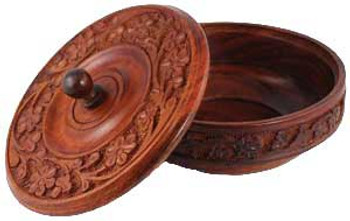 Wooden Ritual Bowl W/ Lid
