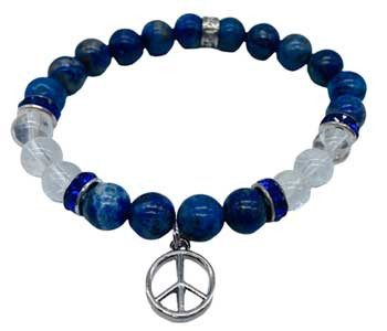 8mm Lapis, Quartz, Peace Bracelet 8mm Lapis, Quartz, Peace Bracelet