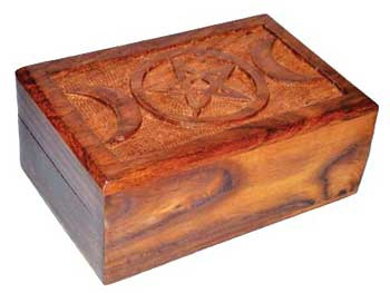 4" X 6" Triple Moon Pentagram Wood Box 4" X 6" Triple Moon Pentagram Wood Box