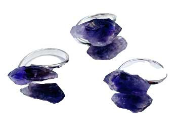 (set Of 3) Adjustable Amethyst Rings (set Of 3) Adjustable Amethyst Rings