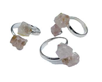 (set Of 3) Adjustable Rose Quartz Rings (set Of 3) Adjustable Rose Quartz Rings
