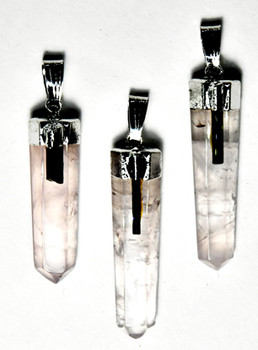 Rose Qtz W Tourmaline Pendant Rose Qtz W Tourmaline Pendant