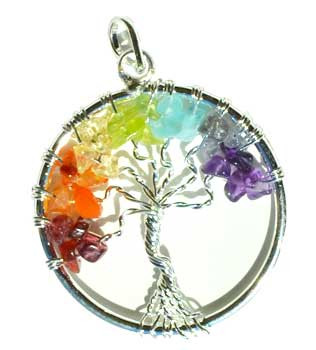 7 Chakra Tree Of Life Pendant Silver Tone 7 Chakra Tree Of Life Pendant Silver Tone