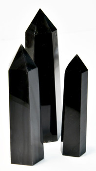 1 Lb 3-4" Obsidian, Balck W Silver Stripes Obelisk 1 Lb 3-4" Obsidian, Balck W Silver Stripes Obelisk