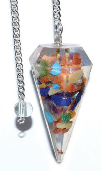 6-sided Seven Chakra Orgone Pendulum 6-sided Seven Chakra Orgone Pendulum