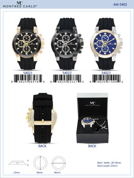 5402-Boxed Montres Carlo Silicone Band Watch With Dog Tag And Necklace