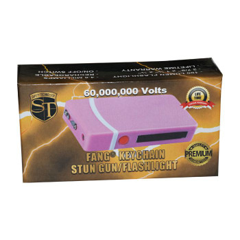 Fang Keychain Stun Gun and Flashlight with Battery Meter Pink