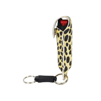 Pepper Shot 1.2% MC Pepper Spray 1/2 oz Leather Holster & Quick Keychain-Cheetah