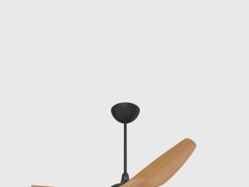 Haiku 20 inch (50 cm) downrod in Black hardware and Caramel Bamboo airfoils.
