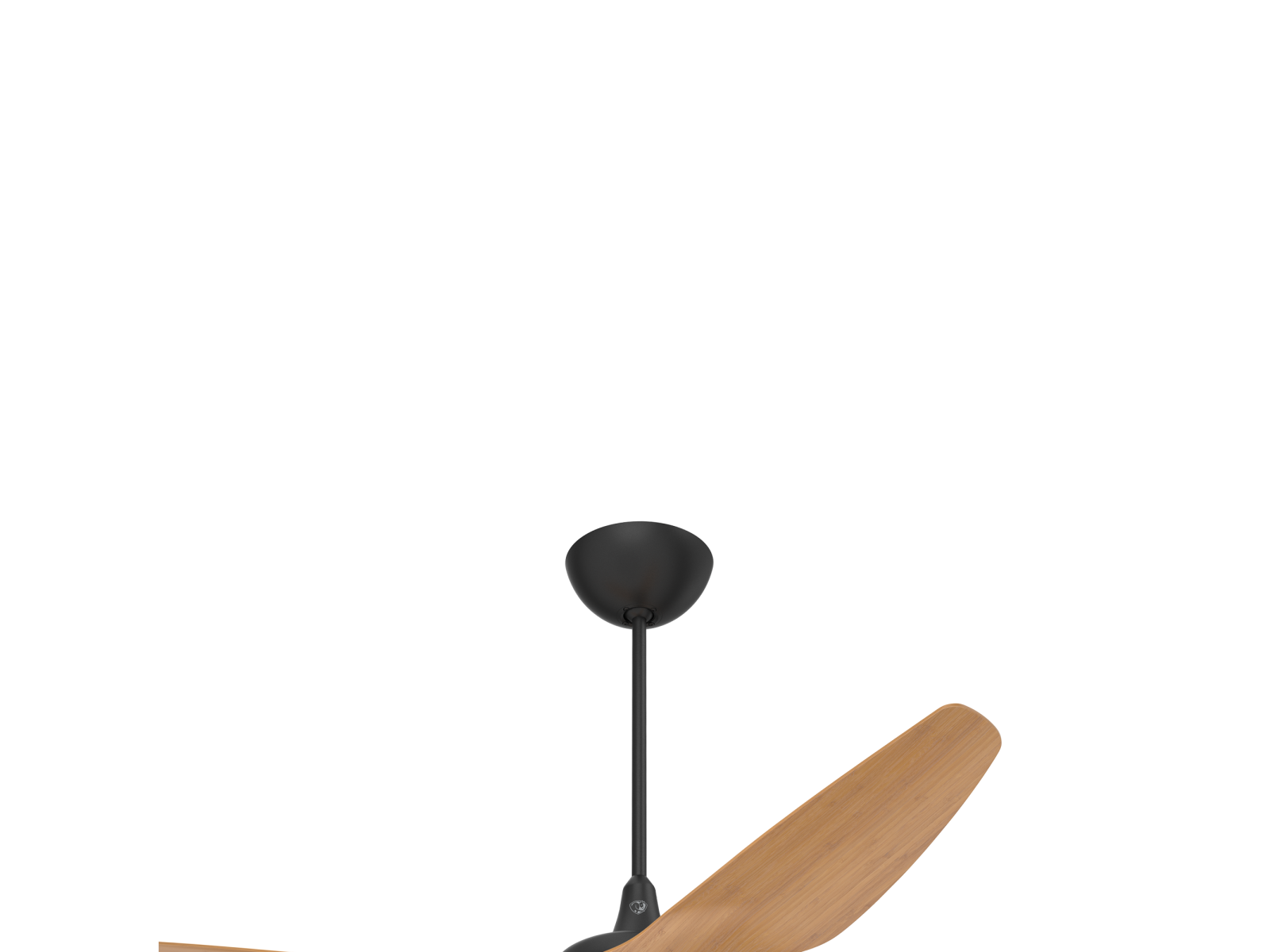 Haiku 20 inch (50 cm) downrod in Black hardware and Caramel Bamboo airfoils.