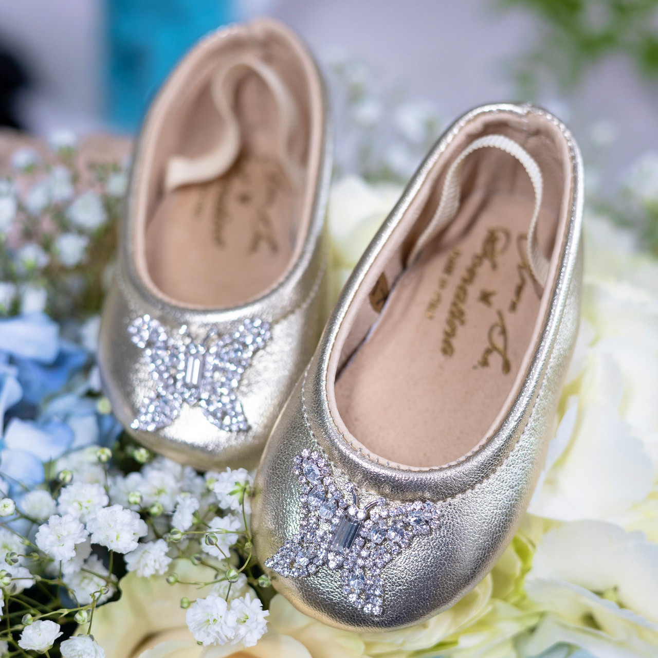 Odette Gold Leather Baby Shoes