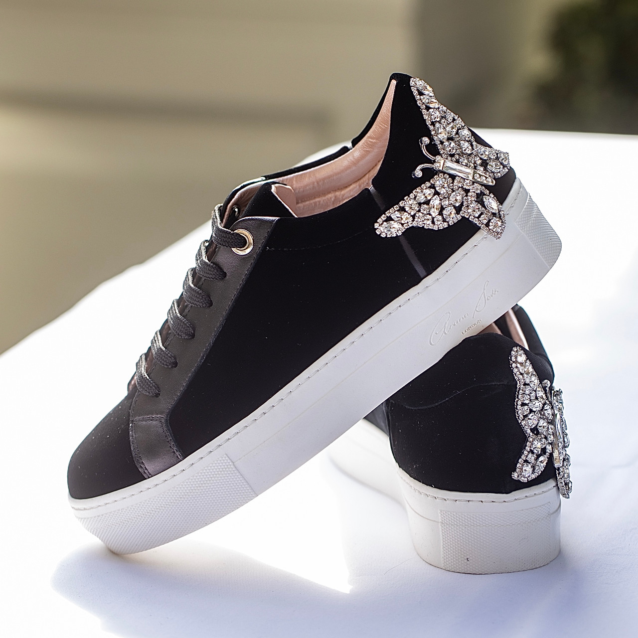 Rocket Black Velvet Sneakers