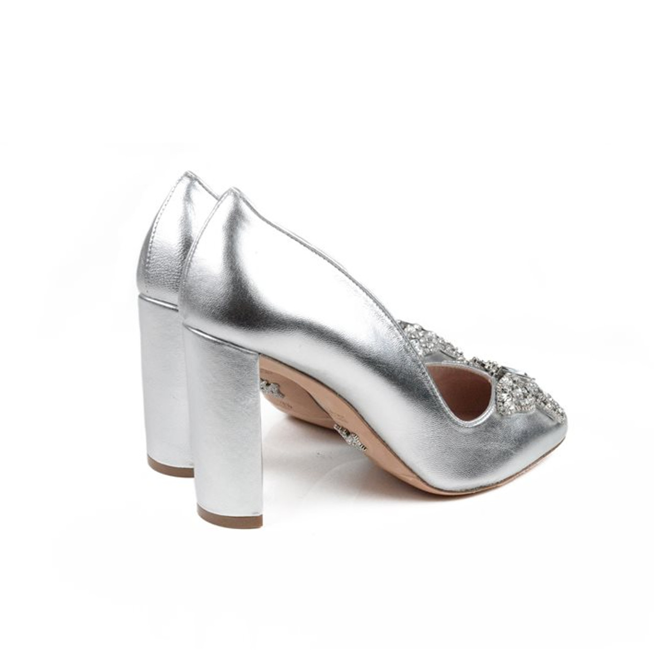 silver leather court shoes