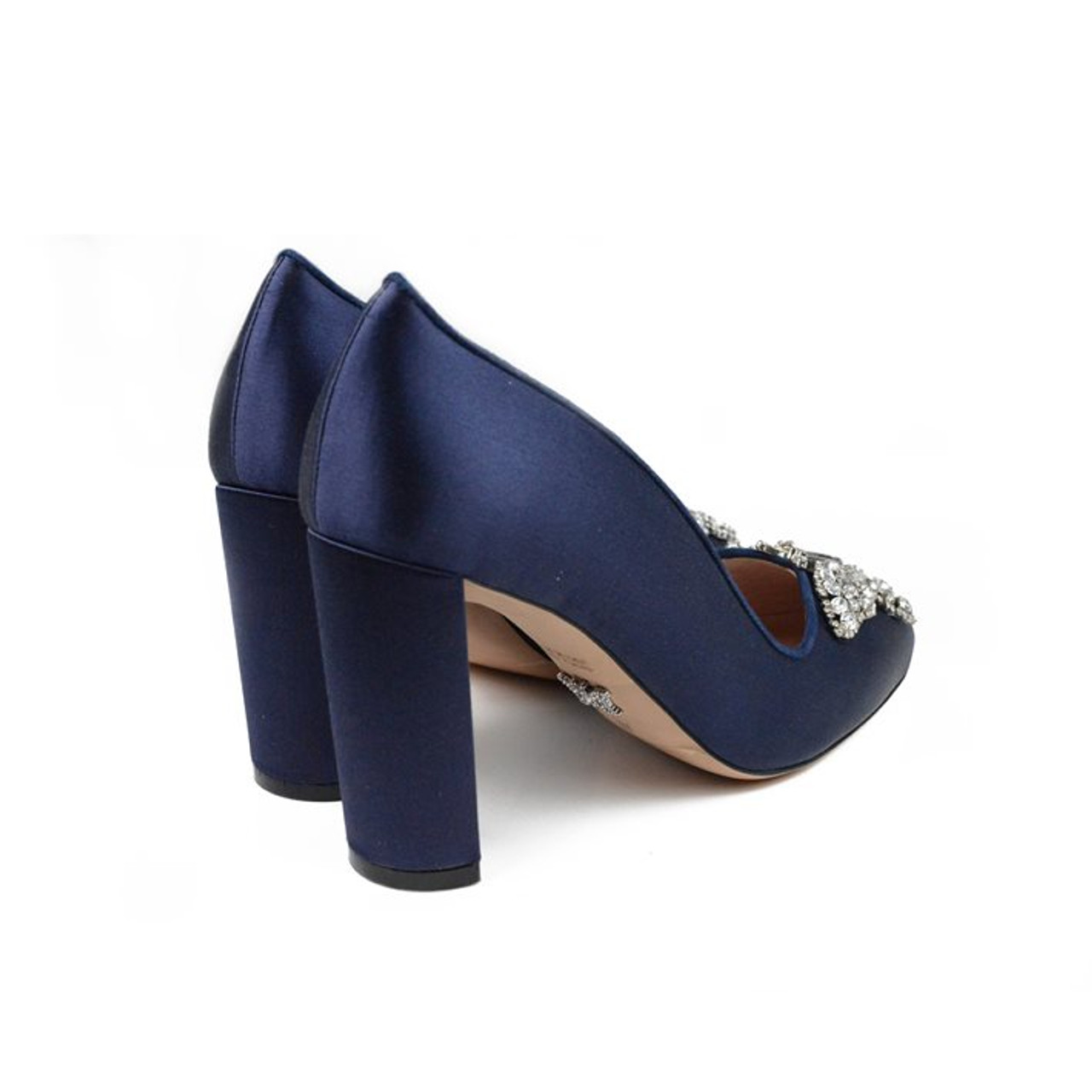 Emilia Farfalla Block Heel Navy Blue Satin