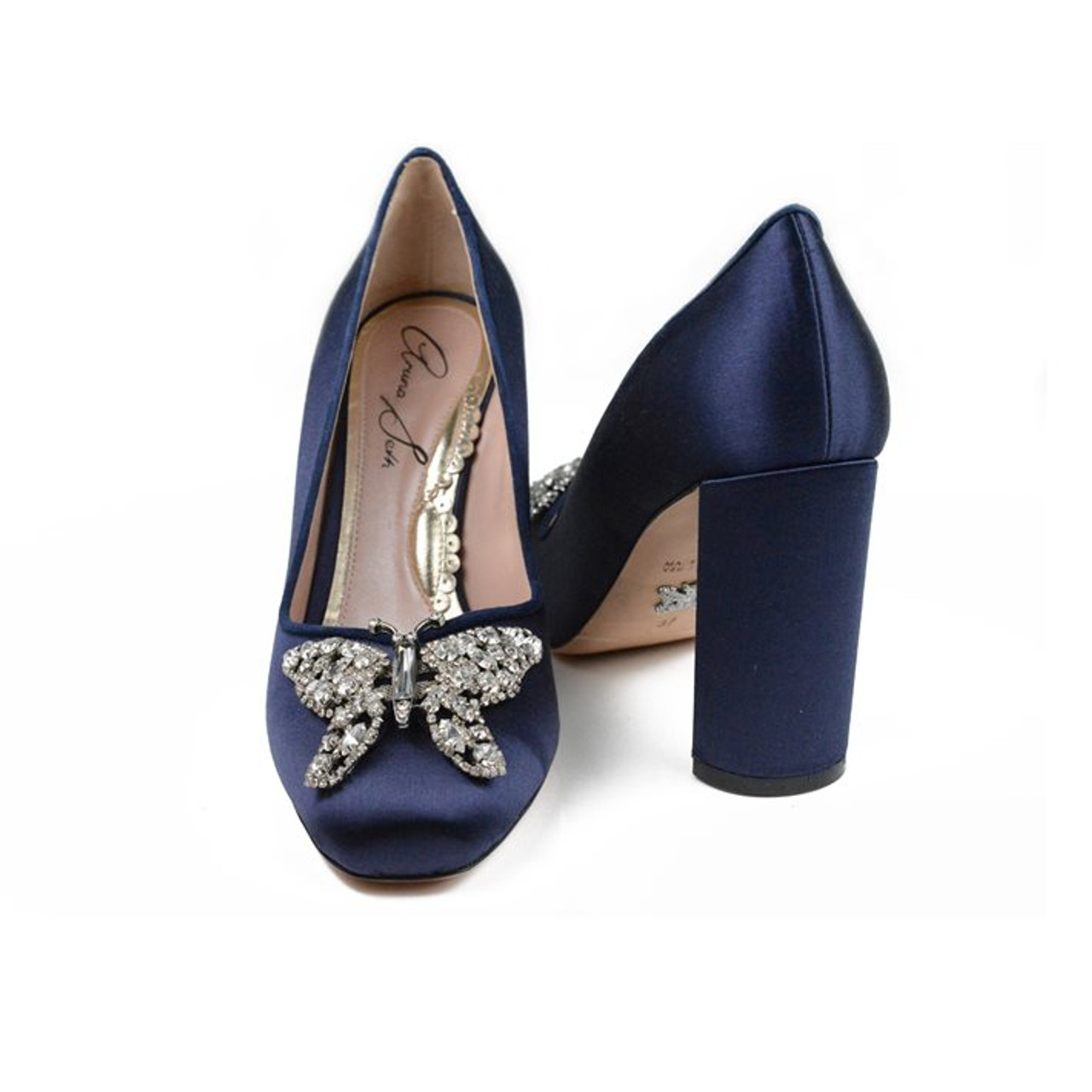 Navy sales satin heels