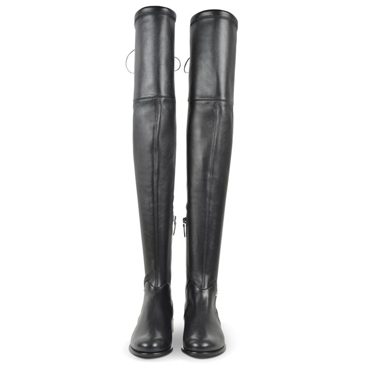 black stretch leather boots