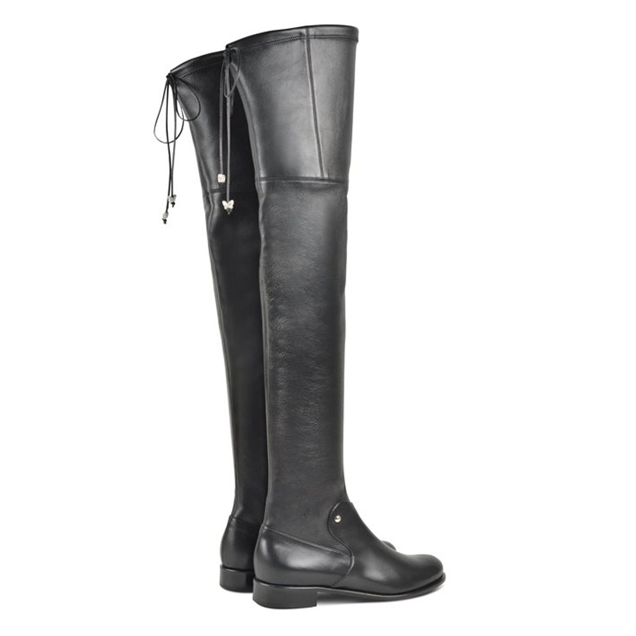 Piccolina Flat Cruissard Black Stretch Leather Boot