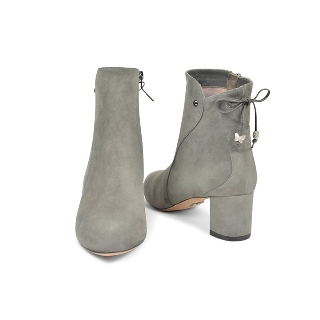 Aida Block Heel Ankle Boot Grey Suede