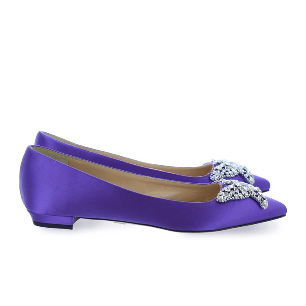 Eliana Ballerina Flat Pointy Violet Satin