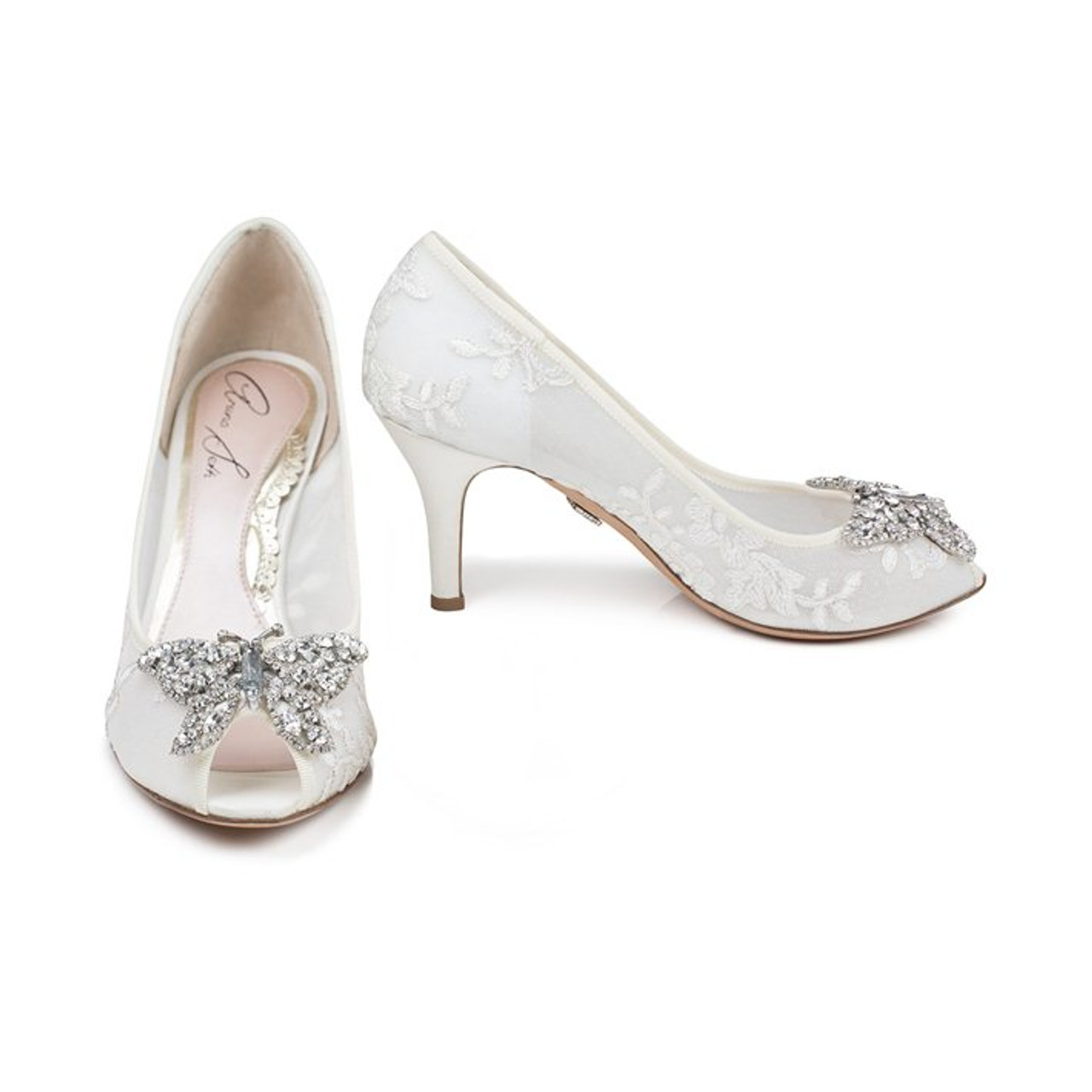 Ava Open Toe Ivory Lace 70mm