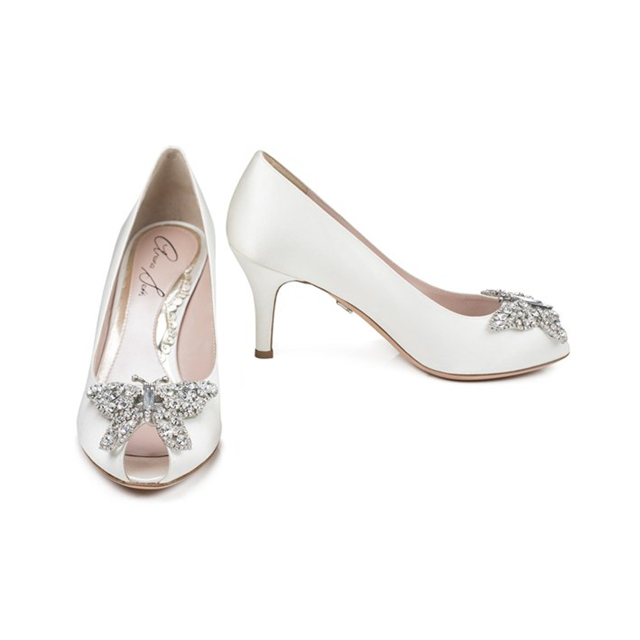 Ava Open Toe Ivory Satin 70mm