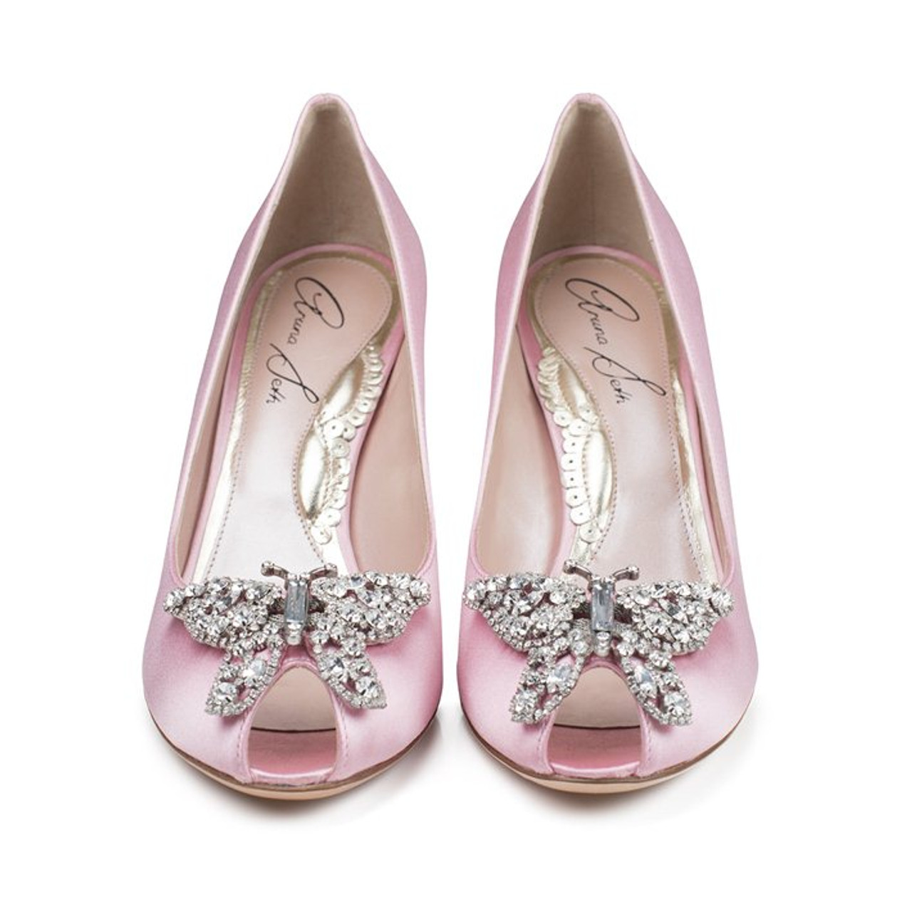 Ava Open Toe Baby Pink Satin 70mm