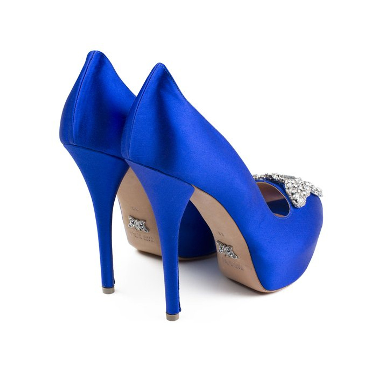 Sky Open Toe Cobalt Blue Satin 130mm