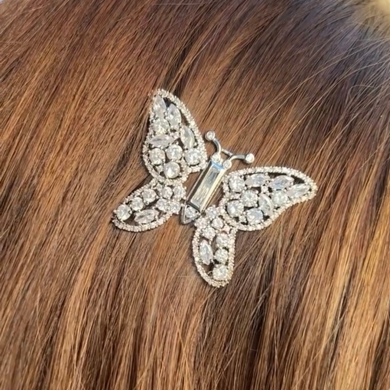 swarovski butterfly hair clip