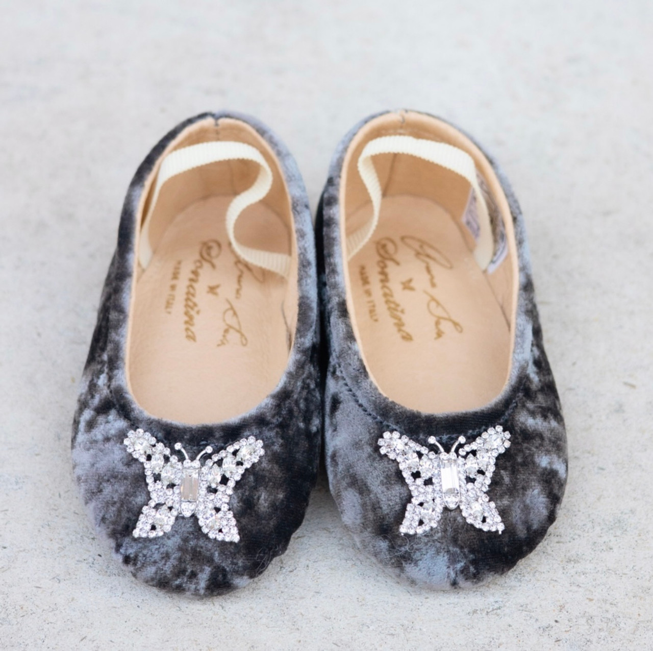Odette Grey Velvet Baby Shoes