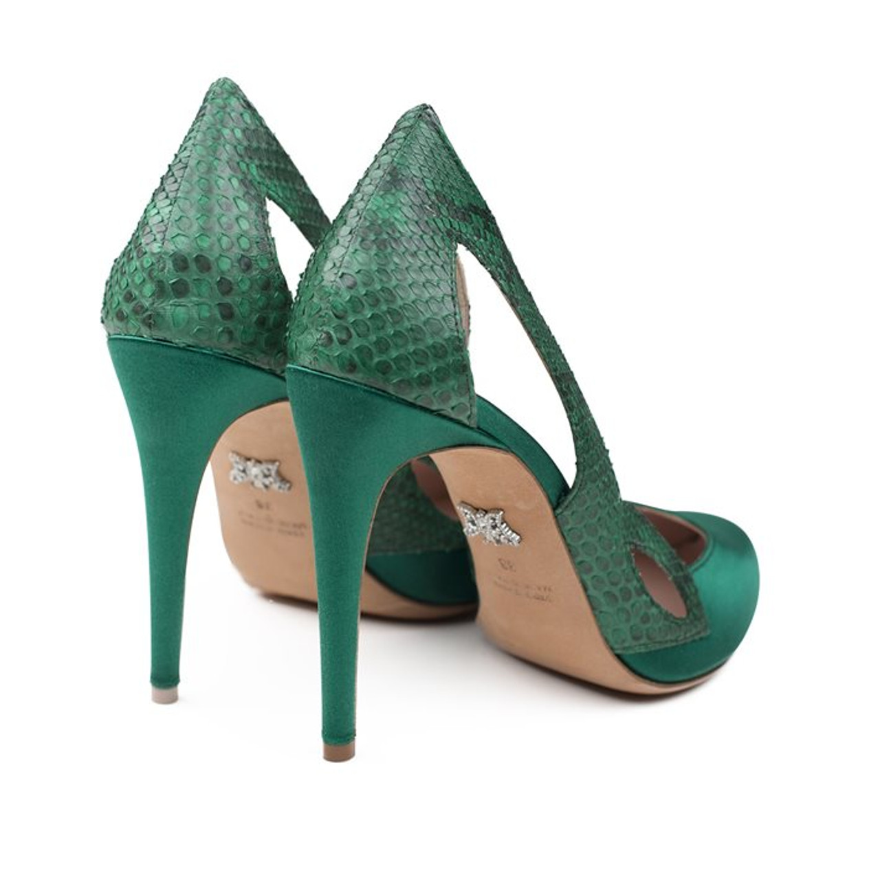 Dark green hot sale satin shoes