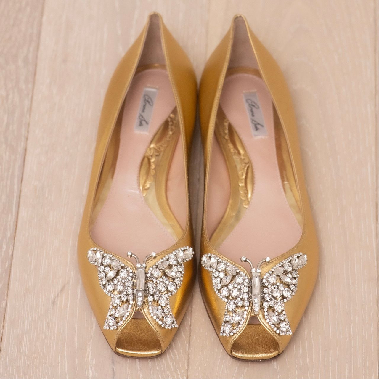 Liana Butterfly Flat Gold Leather