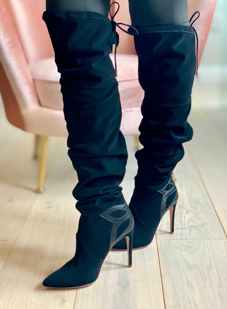 Slouchy black sales suede boots