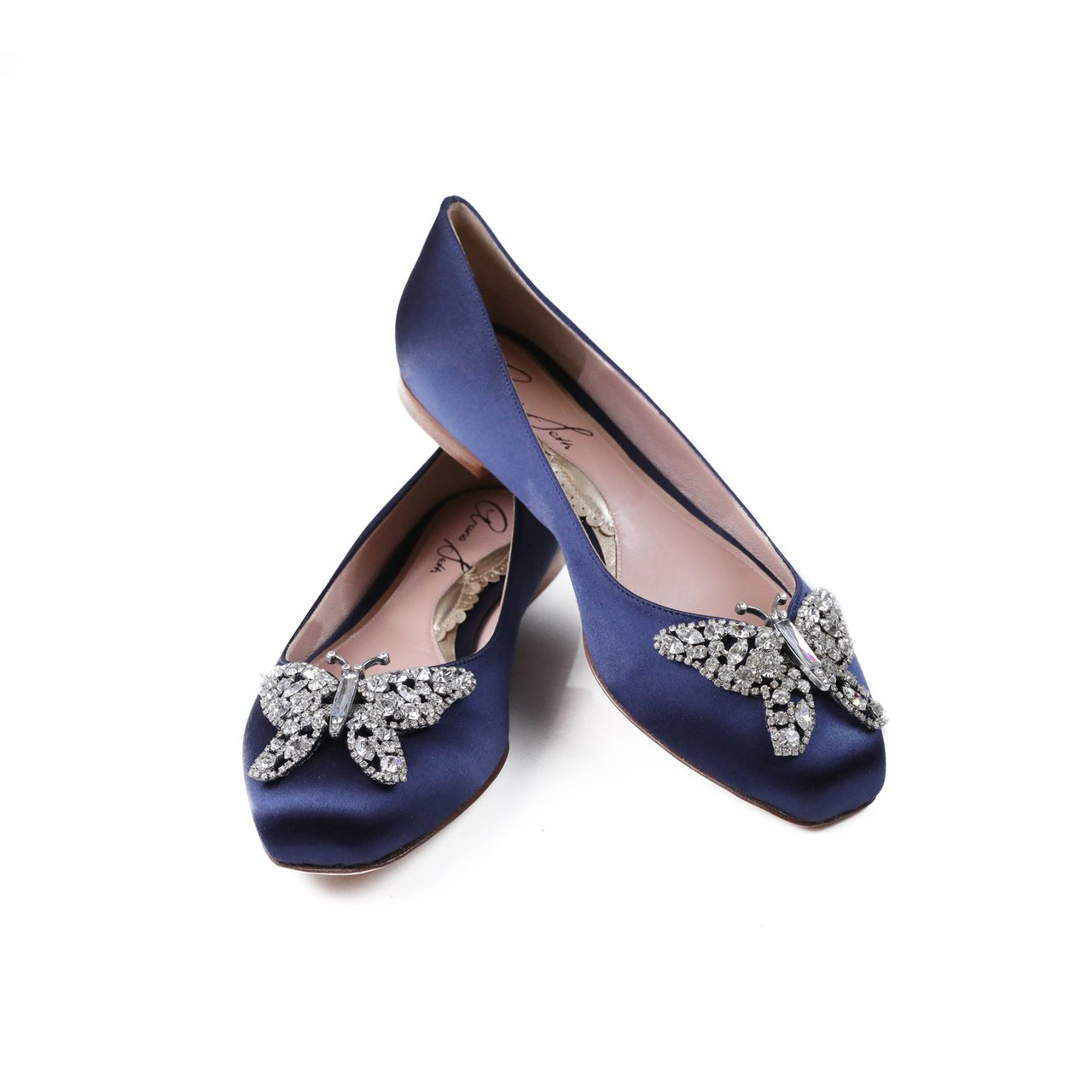 Carrie Ballerina Flat Satin Navy