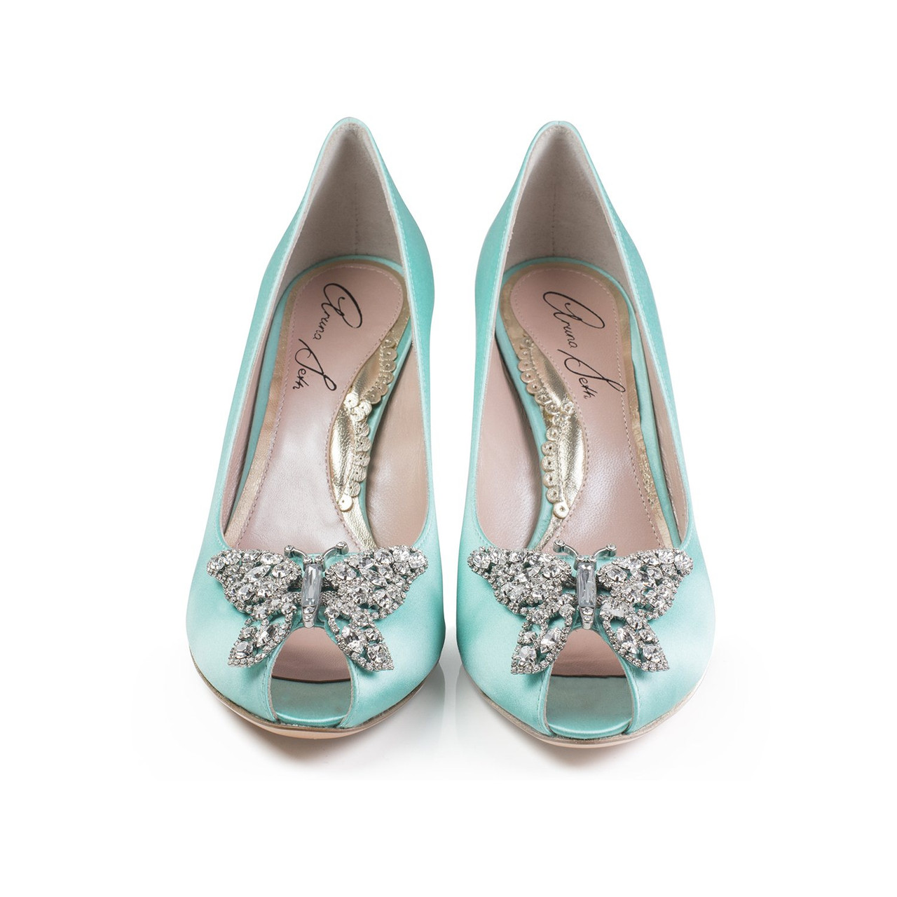 Ava Open Toe Tiffany Blue Satin 70mm